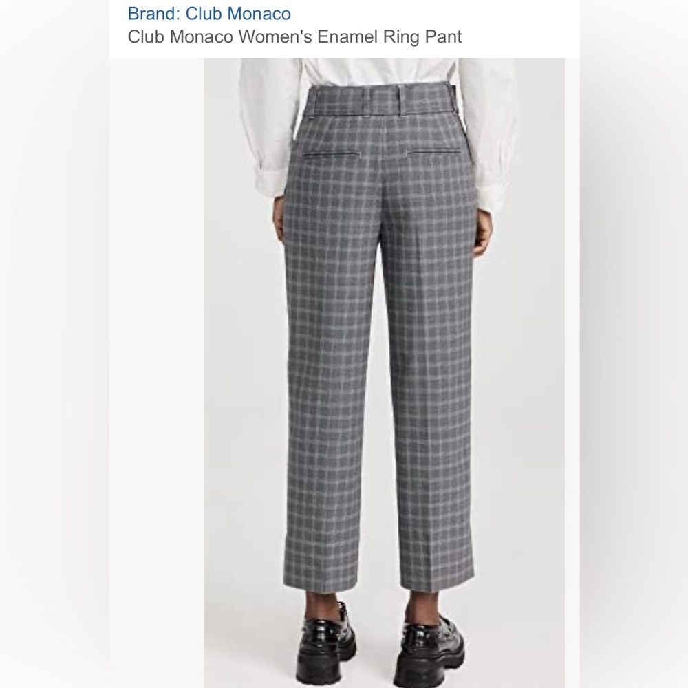 Club Monaco cropped check trouser. Size 6. Women’s Enamel Ring Pant. - Picture 3 of 11